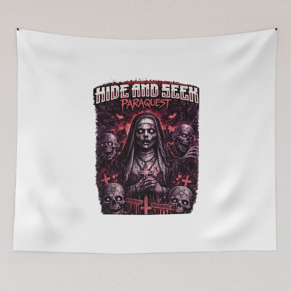 Item preview, hide and seek paraquest nun skull pink and red horror streetwear art designed and sold by MatthewOlson1.