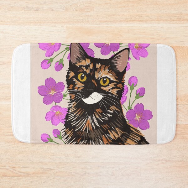 Item preview, Floral Tortoiseshell Cat Illustration | Cozy Botanical Cat Art designed and sold by TeraLynne.