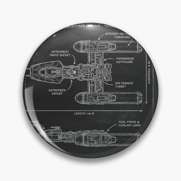 Item preview, Y-Wing Bomber Technical Schematic Blueprint Illustration designed and sold by SavinMercantile.