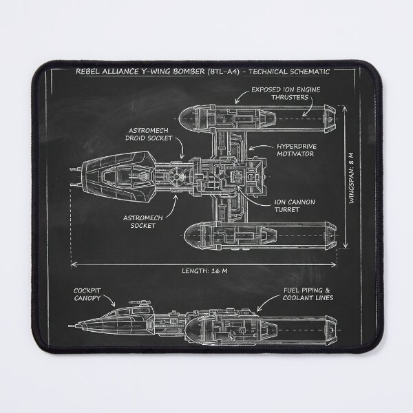 Item preview, Y-Wing Bomber Technical Schematic Blueprint Illustration designed and sold by SavinMercantile.