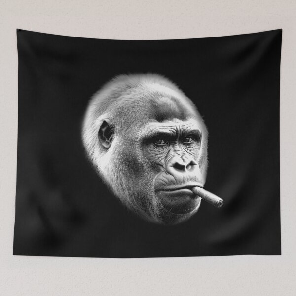 Item preview, Gorilla Smoking Cigar Vintage Washed Design For Dark Tees designed and sold by EthosWear.