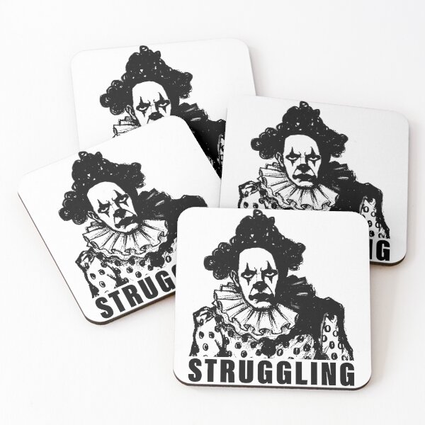 Item preview, Struggling Sad Clown - Dark Bold Illustration - dark clowncore designed and sold by Ignorante.