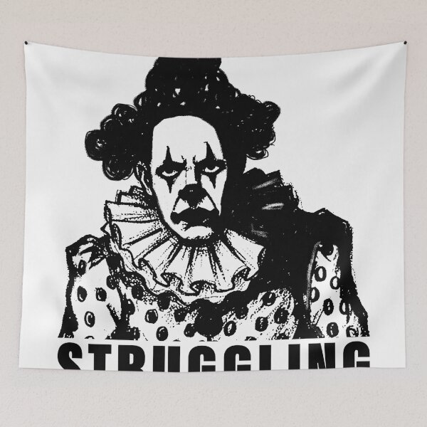 Item preview, Struggling Sad Clown - Dark Bold Illustration - dark clowncore designed and sold by Ignorante.