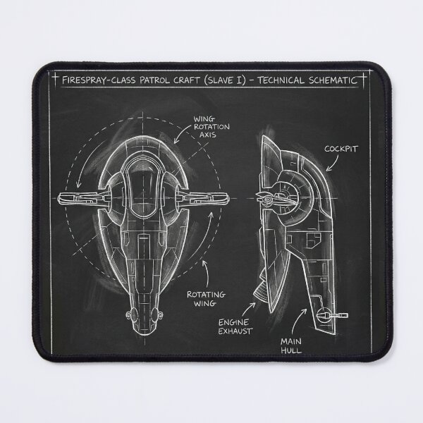 Item preview, Firespray-Class Patrol Craft Technical Schematic Blueprint Illustration designed and sold by SavinMercantile.
