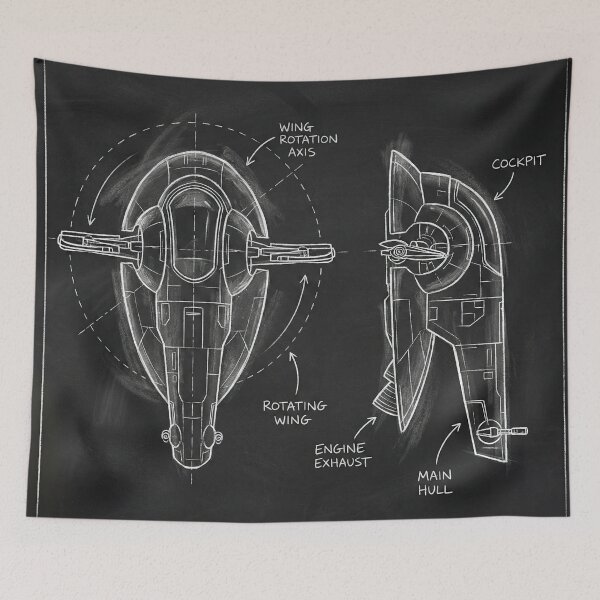 Item preview, Firespray-Class Patrol Craft Technical Schematic Blueprint Illustration designed and sold by SavinMercantile.