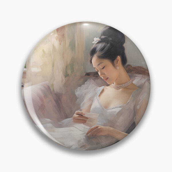 Item preview, Impressionist Asian Portrait | Woman Reading in Soft Light designed and sold by bingsoobookclub.