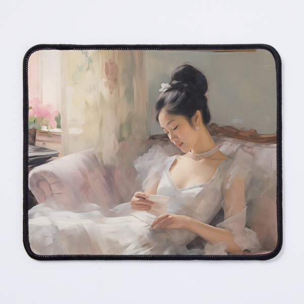 Item preview, Impressionist Asian Portrait | Woman Reading in Soft Light designed and sold by bingsoobookclub.