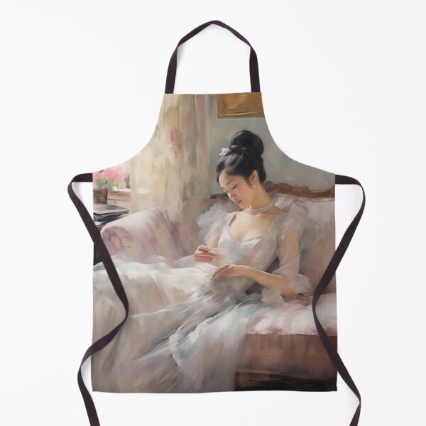 Item preview, Impressionist Asian Portrait | Woman Reading in Soft Light designed and sold by bingsoobookclub.