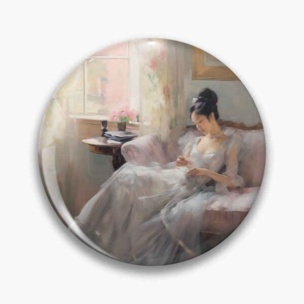 Item preview, Degas-Inspired Asian Woman Reading | Soft Impressionist Portrait Art designed and sold by bingsoobookclub.