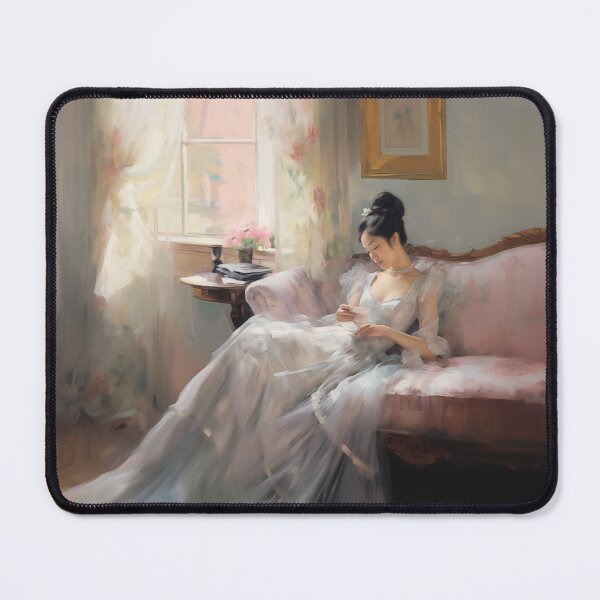 Item preview, Degas-Inspired Asian Woman Reading | Soft Impressionist Portrait Art designed and sold by bingsoobookclub.