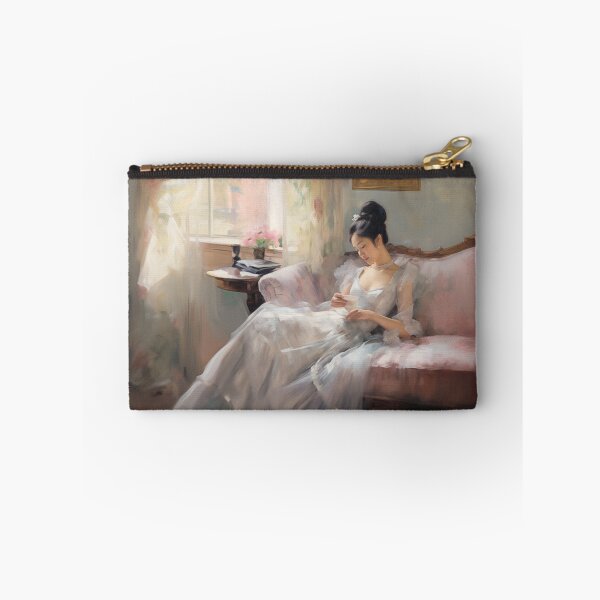 Item preview, Degas-Inspired Asian Woman Reading | Soft Impressionist Portrait Art designed and sold by bingsoobookclub.