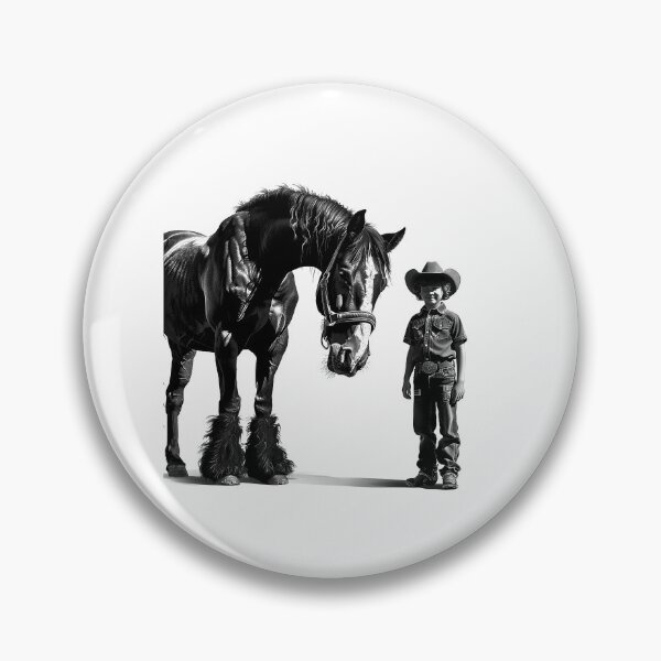 Item preview, Cowboy and Draft Horse – Black and White Western Art Illustration designed and sold by inkoutninja.