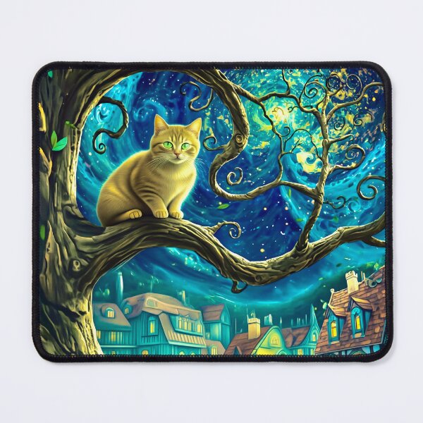 Item preview, Enchanted Nightwatch Cat in a Tree After Gustav Klimt designed and sold by Vicky Brago-Mitchell®.