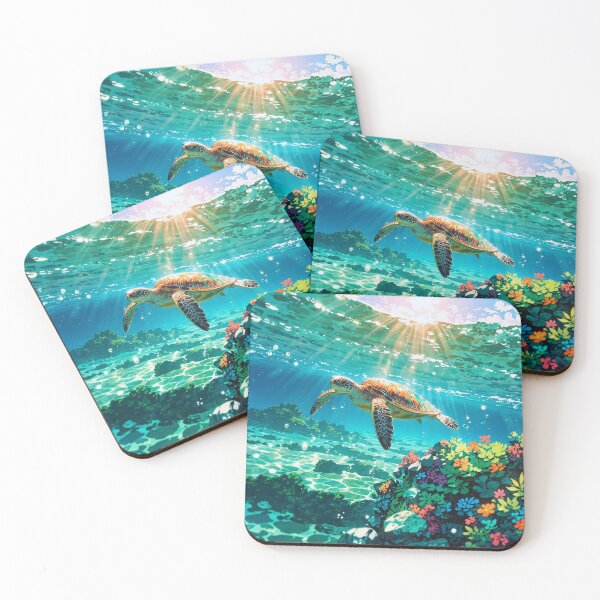 Item preview, Sea Turtle Swimming in Coral Reef designed and sold by Aesthetic Visuals.