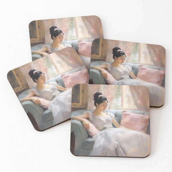 Item preview, Asian Impressionist Art | Romantic Woman Reclining Portrait designed and sold by bingsoobookclub.