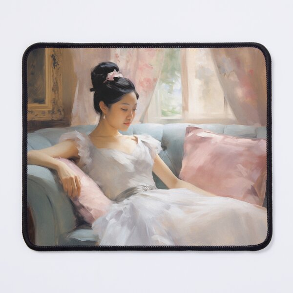 Item preview, Asian Impressionist Art | Romantic Woman Reclining Portrait designed and sold by bingsoobookclub.