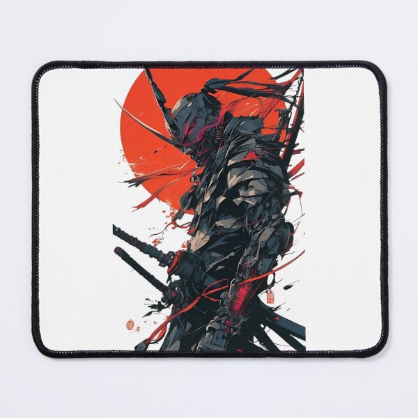 Item preview, Crimson Eclipse Oni Samurai – Cyberpunk Demon Warrior Art designed and sold by Dyan4.
