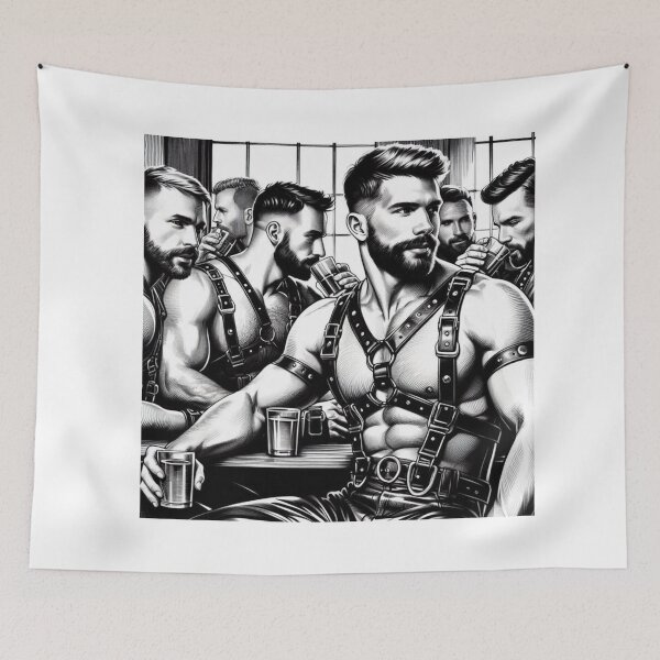 Item preview, Gay Leather Daddy Bar Tom of Finland Tribute Berlin German Pride Graphic Design designed and sold by ItsAKinkThing.