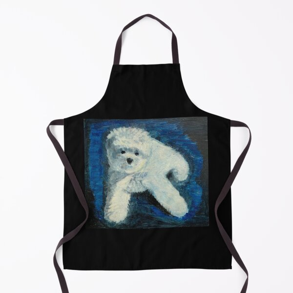 Item preview, Fluffy White Lapdog in Blue – Expressive Oil Painting designed and sold by Nata-pattern.