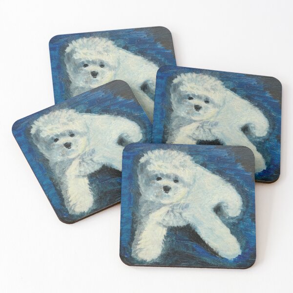 Item preview, Fluffy White Lapdog in Blue – Expressive Oil Painting designed and sold by Nata-pattern.