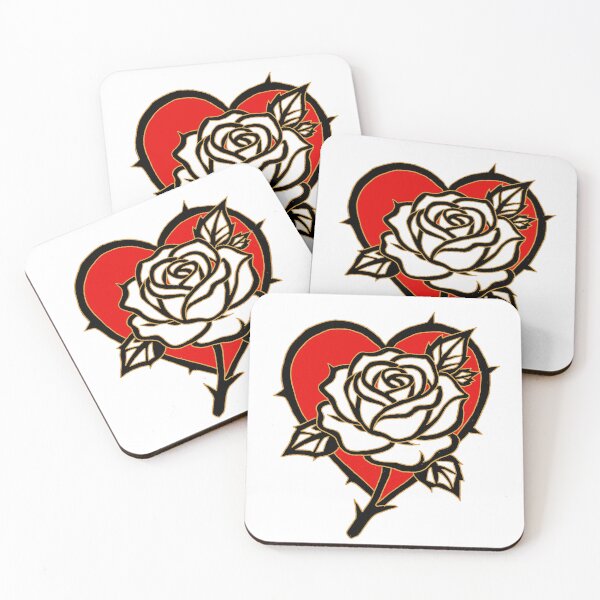 Item preview, Thorny White Rose & Red Heart – Edgy Valentine’s Day Art  designed and sold by SugarCore.