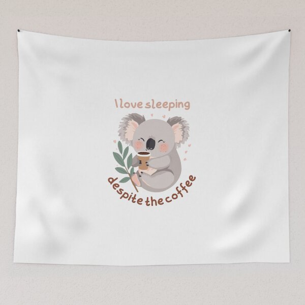 Item preview, I Love Sleeping Despite the Coffee – Cute Koala Coffee Illustration designed and sold by Ink & Soul.