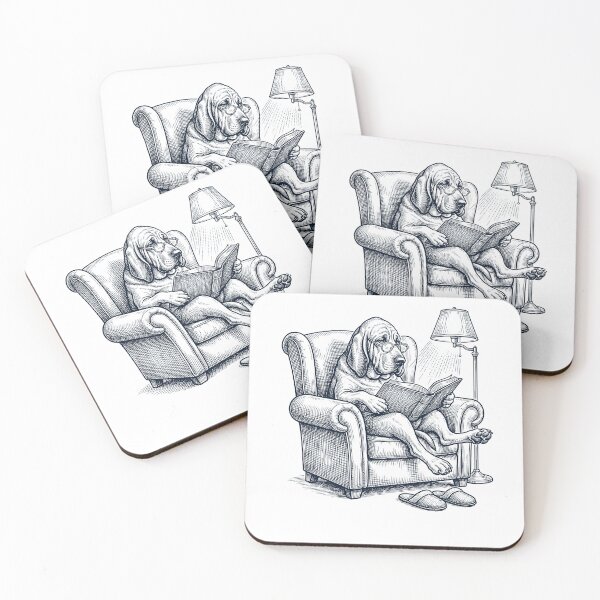 Artikelvorschau, Vintage Bloodhound liest Buch Hund Mama Papa entworfen und verkauft von DoodleTortle.