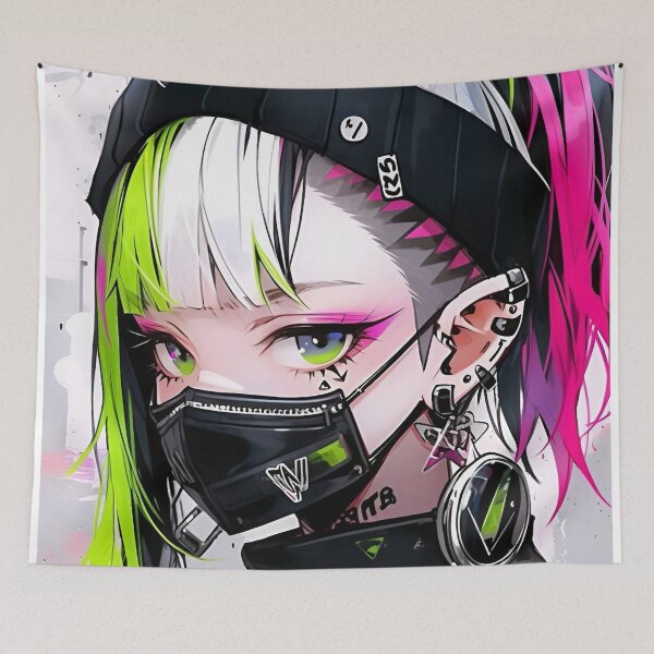 Item preview, Neon Pulse Cyberpunk Girl – Futuristic Anime Street Art designed and sold by Dyan4.