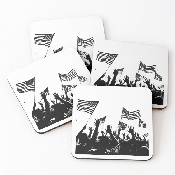 Item preview, Patriotic Crowd with American Flags – Black and White Freedom Art designed and sold by inkoutninja.