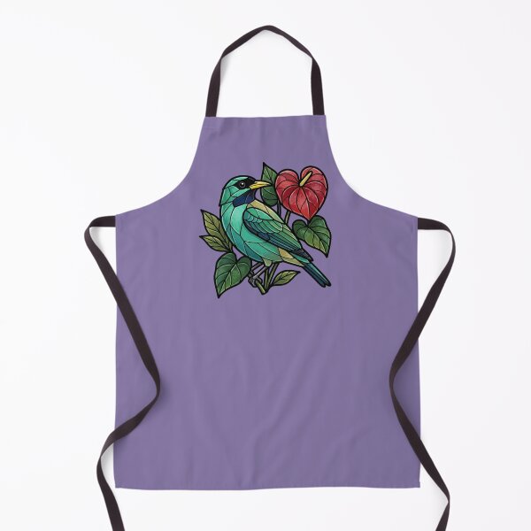 Item preview, Stained Glass Honeycreeper with Heart Anthurium designed and sold by BirdsnStuff.