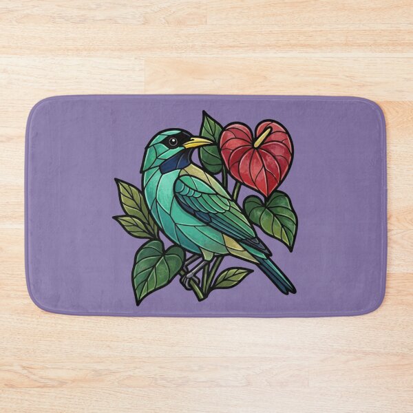 Item preview, Stained Glass Honeycreeper with Heart Anthurium designed and sold by BirdsnStuff.