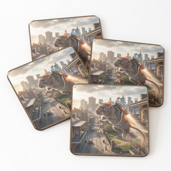 Item preview, Jetpack Rat Flies over New Orleans  designed and sold by Tridentulus.