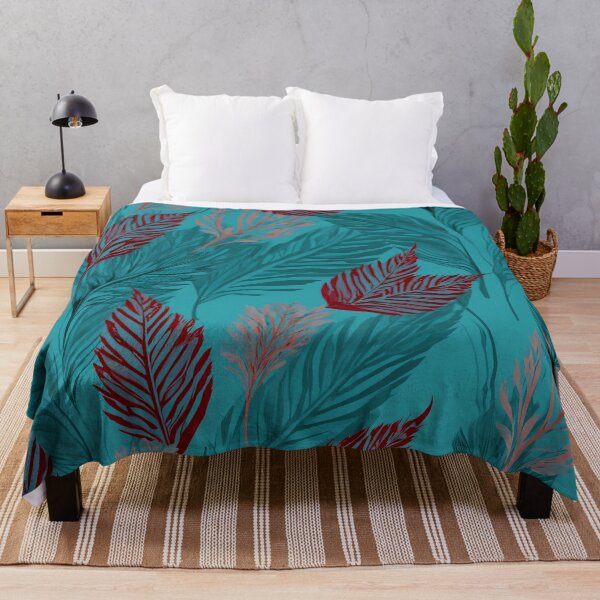Item preview, Elegant Wildflowers - Teal And Red Floral Leaves Pattern designed and sold by SassyArtistry.