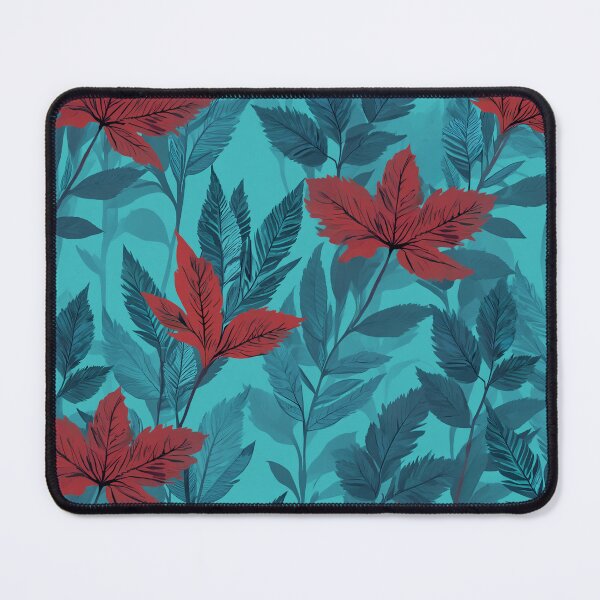 Item preview, Calm Wildflowers - Teal And Red Floral Leaves Pattern designed and sold by SassyArtistry.