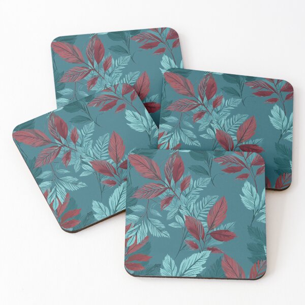 Item preview, Beautiful Wildflowers - Teal And Red Floral Leaves Pattern designed and sold by SassyArtistry.