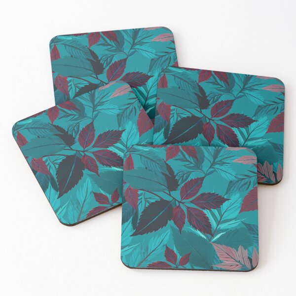 Item preview, Autumn Rich Wildflowers - Teal And Red Floral Leaves Pattern designed and sold by SassyArtistry.