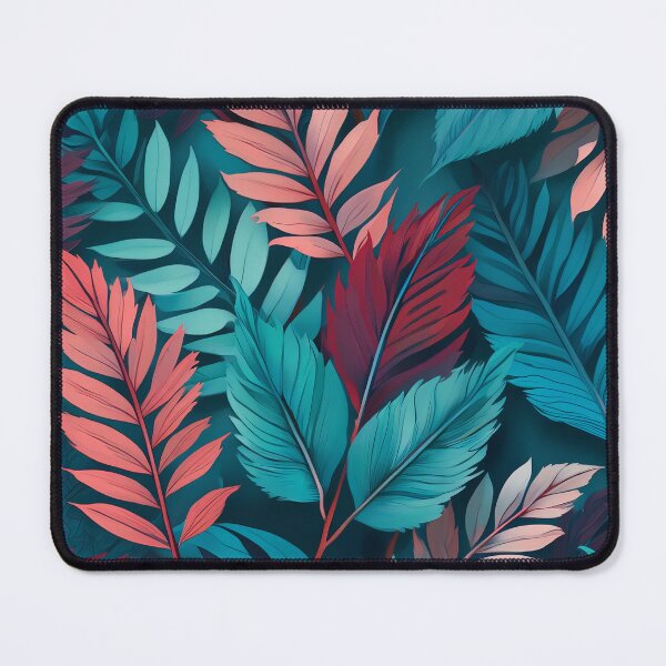 Item preview, Field of Wildflowers - Teal And Red Floral Leaves Pattern designed and sold by SassyArtistry.