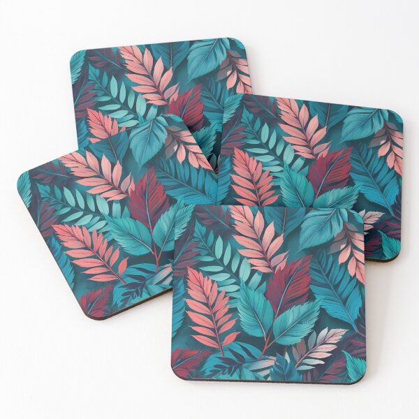 Item preview, Field of Wildflowers - Teal And Red Floral Leaves Pattern designed and sold by SassyArtistry.