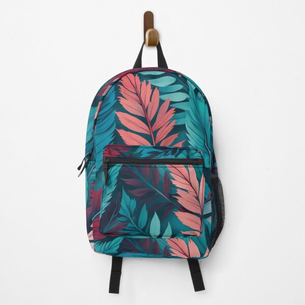 Item preview, Field of Wildflowers - Teal And Red Floral Leaves Pattern designed and sold by SassyArtistry.