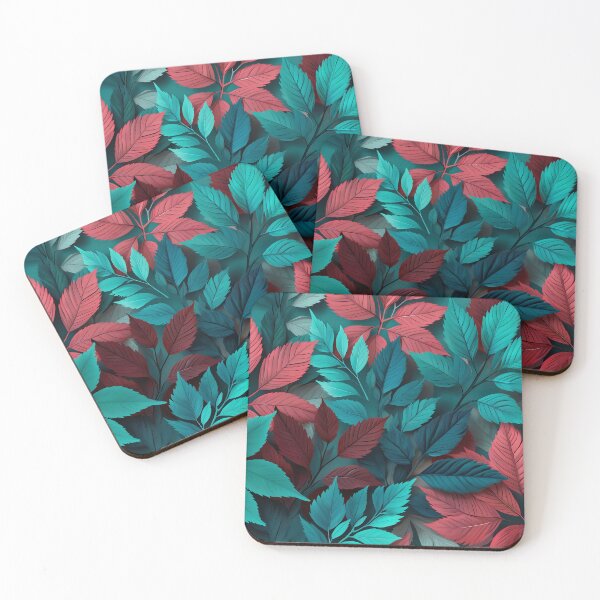 Item preview, Vibrant Wildflowers - Teal And Red Floral Leaves Pattern designed and sold by SassyArtistry.