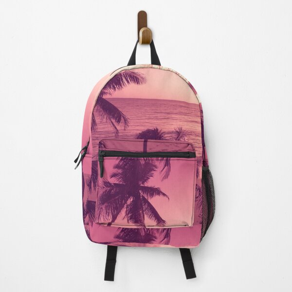 Item preview, Calming Pink Tropical Sunset with Palm Trees on Beach designed and sold by SassyArtistry.