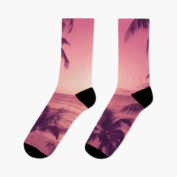Item preview, Calming Pink Tropical Sunset with Palm Trees on Beach designed and sold by SassyArtistry.