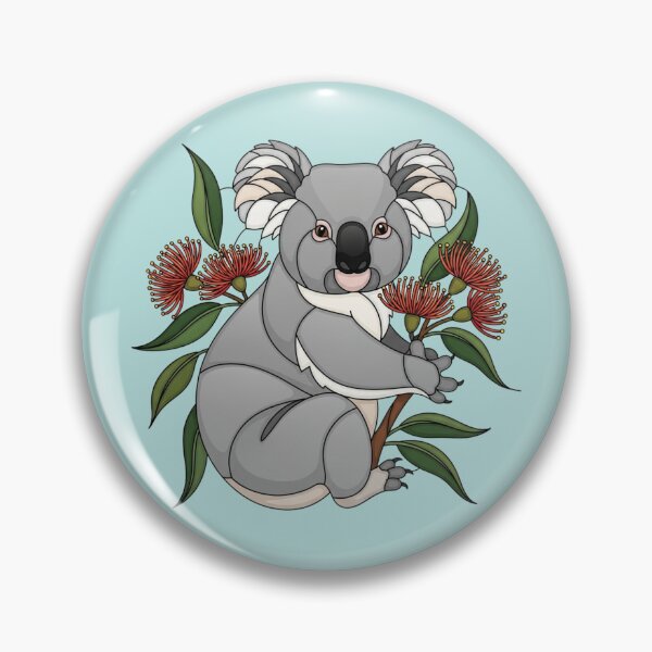 Item preview, Stained Glass Koala with Red Bottlebrush Flowers designed and sold by BirdsnStuff.