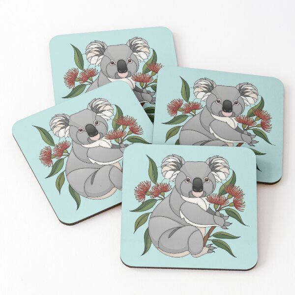 Item preview, Stained Glass Koala with Red Bottlebrush Flowers designed and sold by BirdsnStuff.