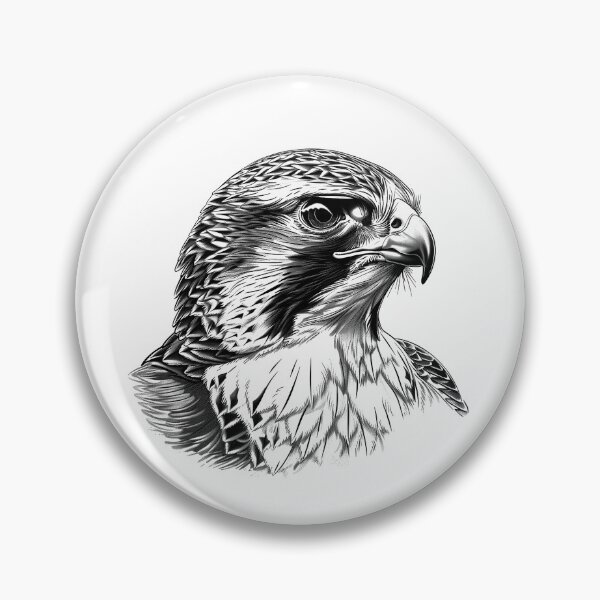 Item preview, Falcon Portrait – Black and White Bird of Prey Illustration designed and sold by inkoutninja.