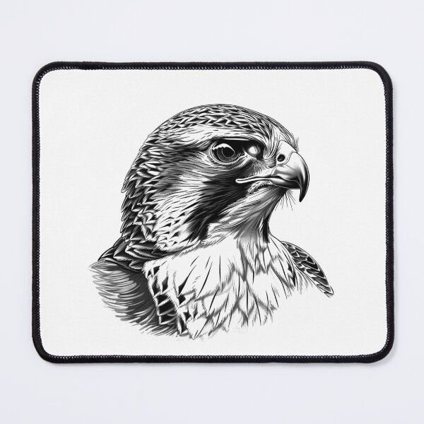 Item preview, Falcon Portrait – Black and White Bird of Prey Illustration designed and sold by inkoutninja.