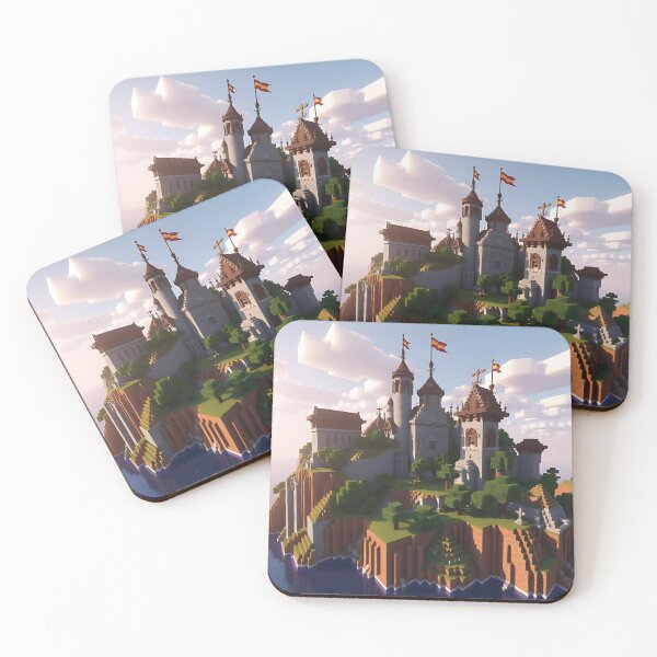 Item preview, Fantasy castle on island landscape in block style designed and sold by rolfzogg.