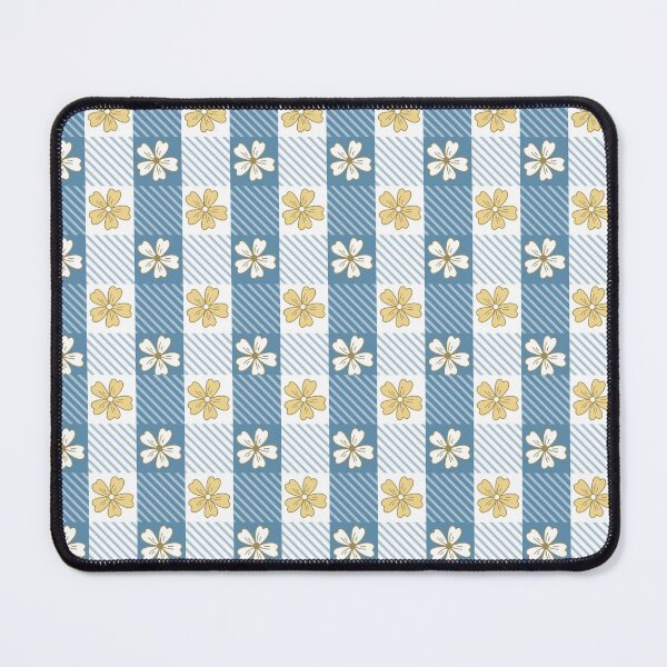 Item preview, Country Retro Denim Blue Gingham Stripe with Retro Floral designed and sold by CJ Creations.