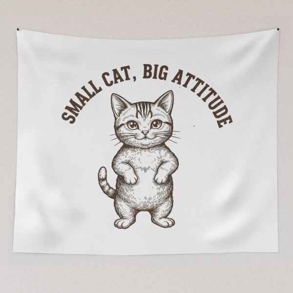Item preview, Small Cat Big Attitude Vintage Cat Humor designed and sold by DIRTYSKETCHH.