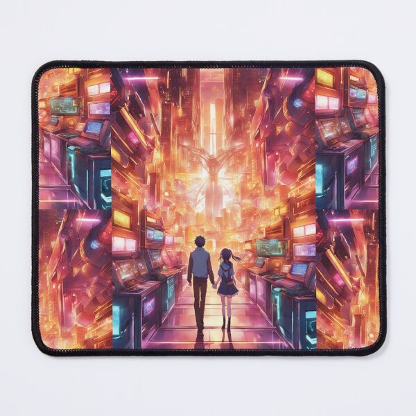 Item preview, Romantic couple in a city of the future designed and sold by ArtsJulian.